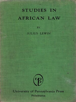 cover image of Studies in African Native Law